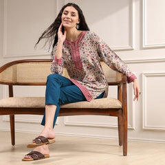 Biba Women's Polyester Printed Straight Kurti