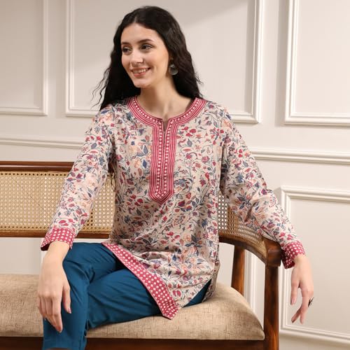 Biba Women's Polyester Printed Straight Kurti
