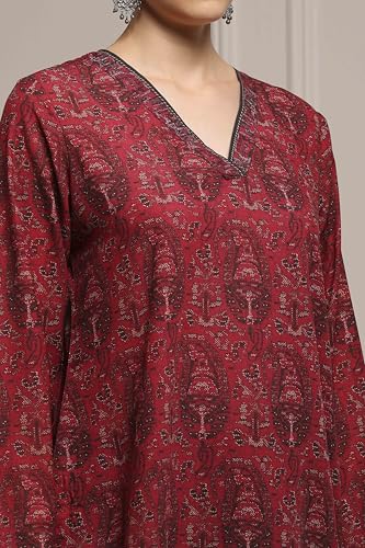 Biba Women's Polyester Printed Straight Kurta