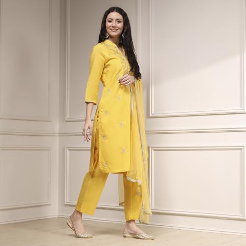 Biba Women's Cotton Kurta Bottom Dupatta