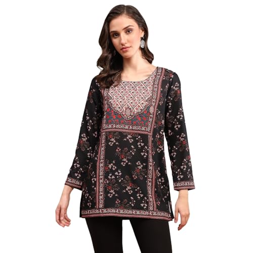 Biba Women's Crepe Printed Straight Kurti