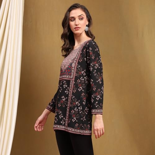 Biba Women's Crepe Printed Straight Kurti