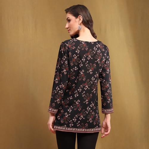 Biba Women's Crepe Printed Straight Kurti