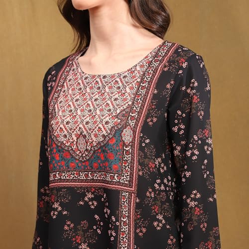 Biba Women's Crepe Printed Straight Kurti