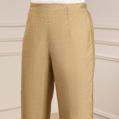 Biba Women Beige Viscose Rayon Fitted Solid Pants