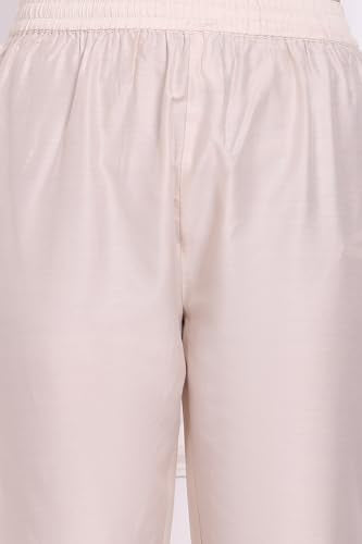 W for Woman Ecru Floral Printed Chiffon Flared Kurta, Pants and Dupatta Set