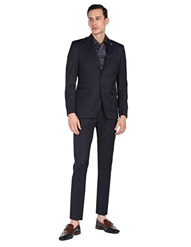 Arrow Men Navy Tailored Regular Fit Solid Two Piece Suit