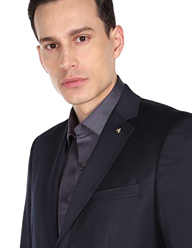 Arrow Men Navy Tailored Regular Fit Solid Two Piece Suit