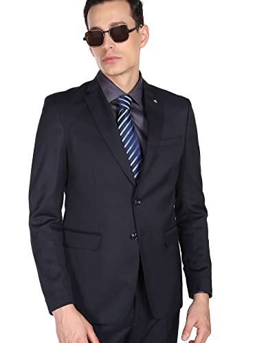 Arrow Men Navy Tailored Regular Fit Solid Two Piece Suit