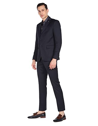 Arrow Men Navy Tailored Regular Fit Solid Two Piece Suit