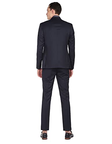 Arrow Men Navy Tailored Regular Fit Solid Two Piece Suit