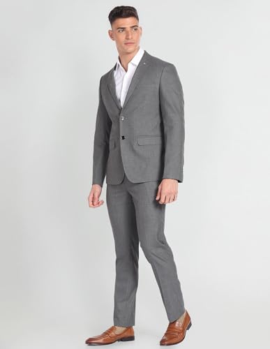 Arrow Men's Polyester Single Breasted Business Suit Pants Set (AREU5087A_Grey