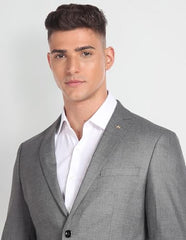 Arrow Men's Polyester Single Breasted Business Suit Pants Set (AREU5087A_Grey