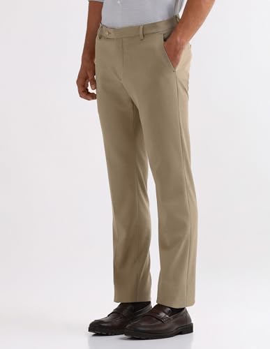 Arrow Men's Textured Dobby Trousers (ARAKTR2122_Dark Khaki_36)