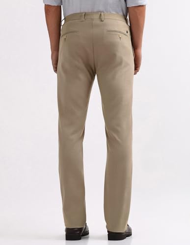 Arrow Men's Textured Dobby Trousers (ARAKTR2122_Dark Khaki_36)