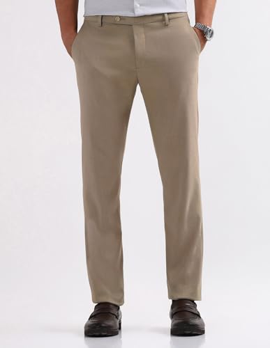 Arrow Men's Textured Dobby Trousers (ARAKTR2122_Dark Khaki_36)