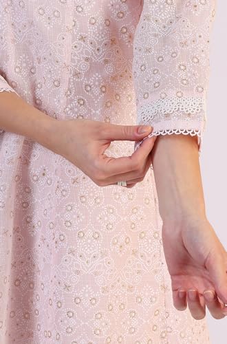 W for Woman Geometric Printed Anarkali Kota Kurta & Straight Pant with Dupatta Set