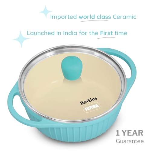 Hawkins 1.25 Litre Casserole, Aqua Baby Casserole with Glass Lid, Aqua Blue (UBC125G)