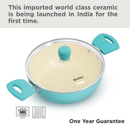 Hawkins 2 Litre Cook n Serve Casserole, Aqua Casserole with Glass Lid, Aqua Blue (IUC20G)