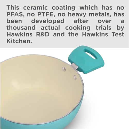 Hawkins 2 Litre Cook n Serve Casserole, Aqua Casserole with Glass Lid, Aqua Blue (IUC20G)