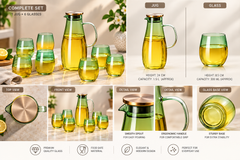 Lyte Club Luxury Glass Water Jug Set | 1 Jug + 6 Glasses