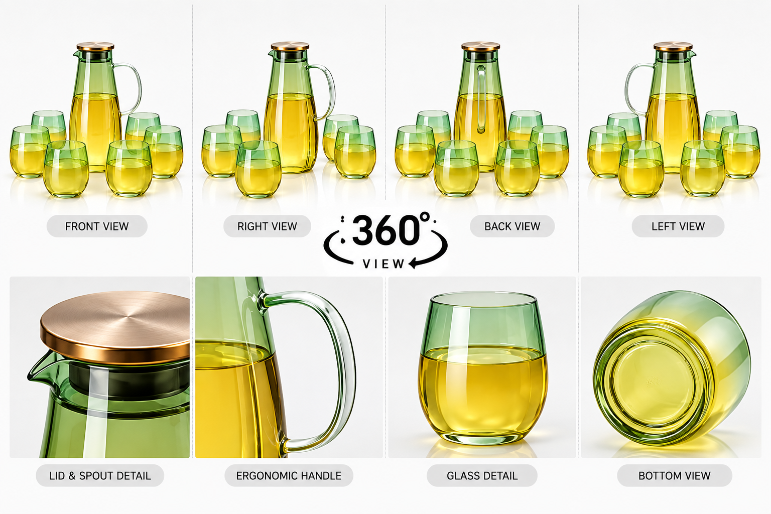 Lyte Club Luxury Glass Water Jug Set | 1 Jug + 6 Glasses