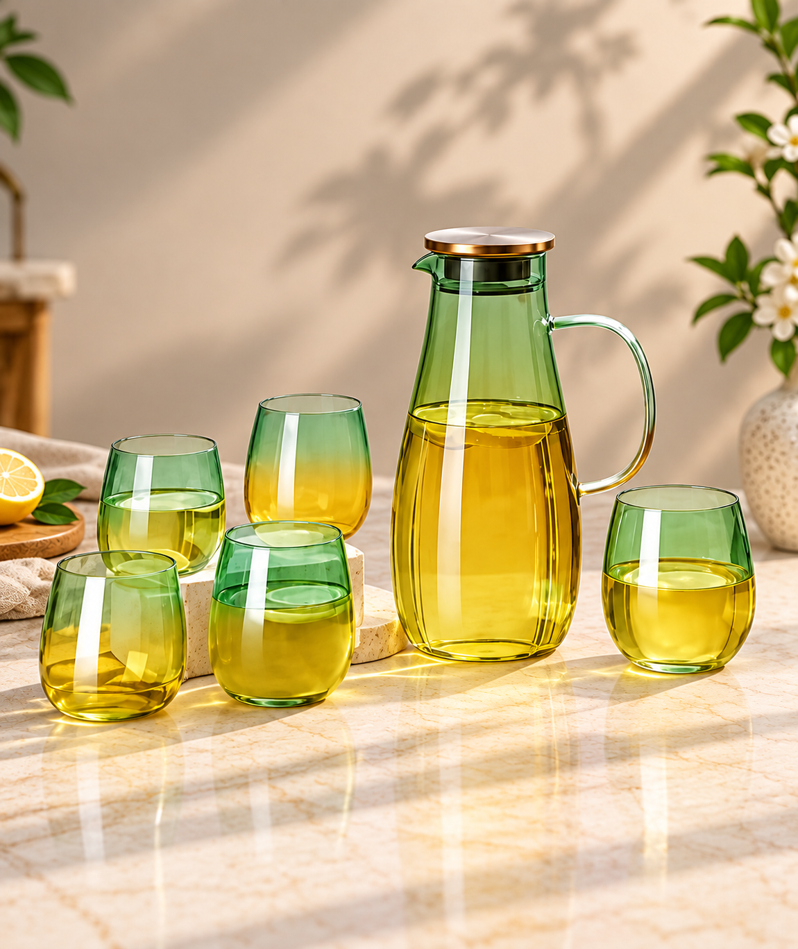 Lyte Club Luxury Glass Water Jug Set | 1 Jug + 6 Glasses