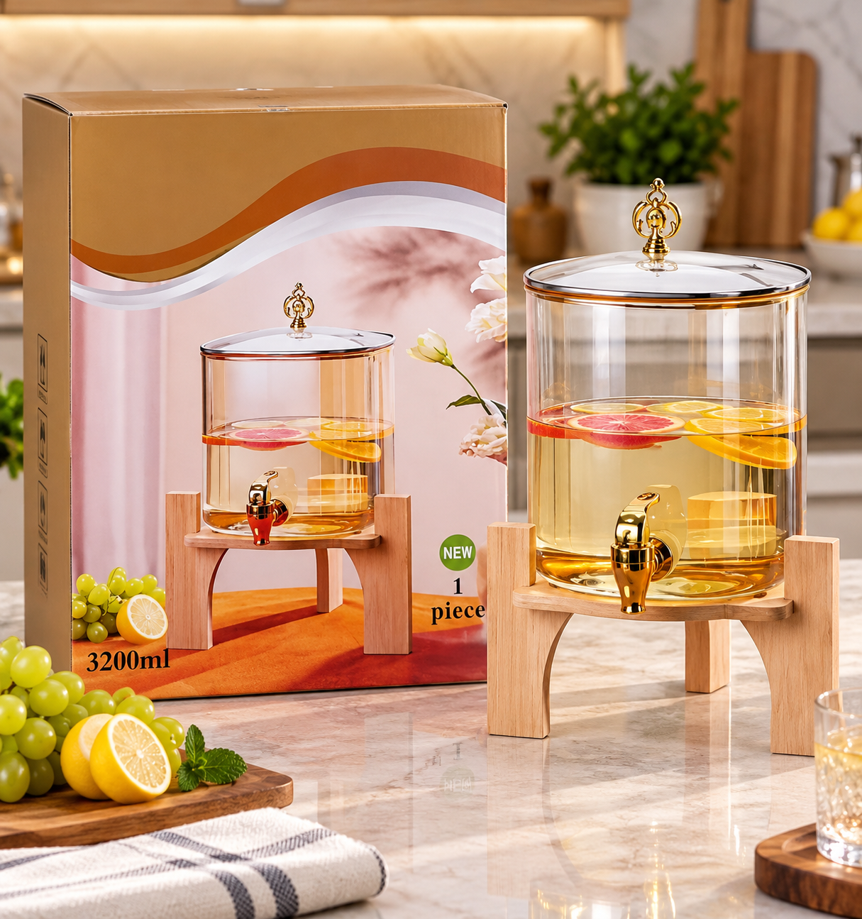 Sanjeev Kapoor Premium Glass Beverage Dispenser – 3.2 Litre