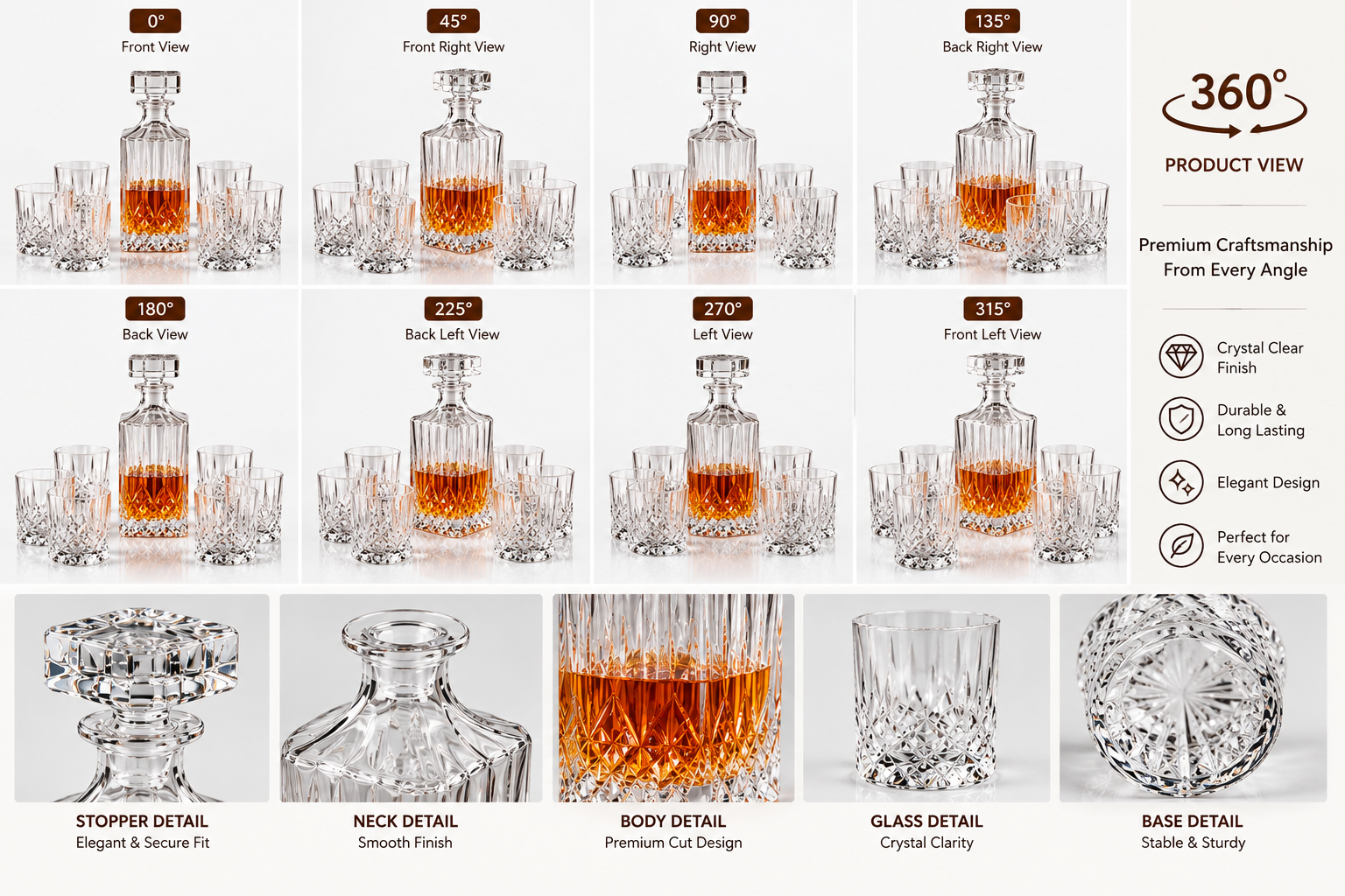 Sanjeev Kapoor Premium Glass Decanter Set with 6 Tumblers – 7 Pieces