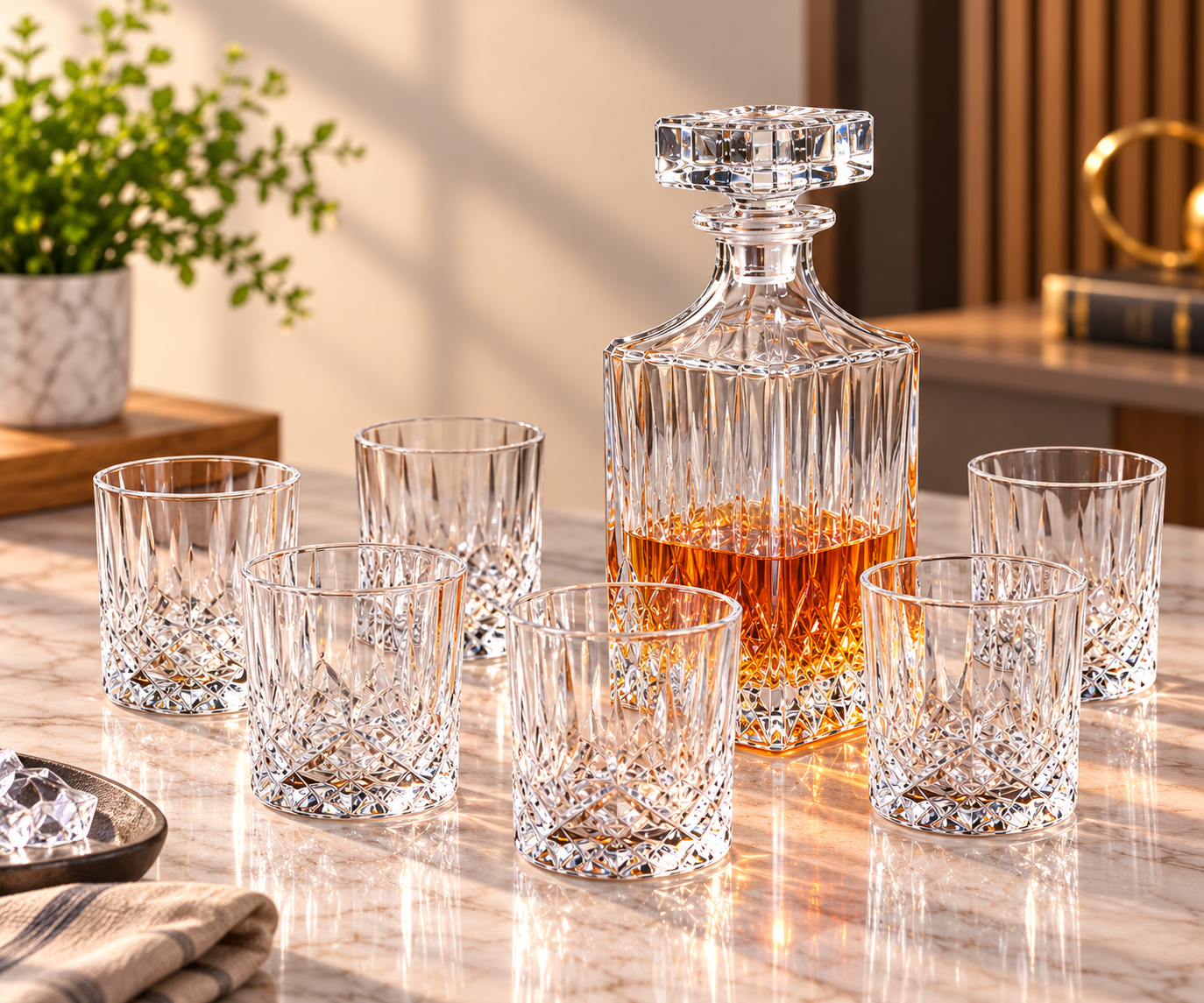 Sanjeev Kapoor Premium Glass Decanter Set with 6 Tumblers – 7 Pieces