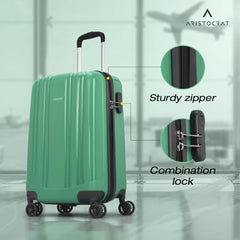 Aristocrat Polypropylene Spinner Fronx Cabin Trolley Bag 55 Small Hard Sided Luggage|Smooth Wheels Suitcase for Travel|Combination Lock with Sturdy Zipper|3 Years Domestic Warranty