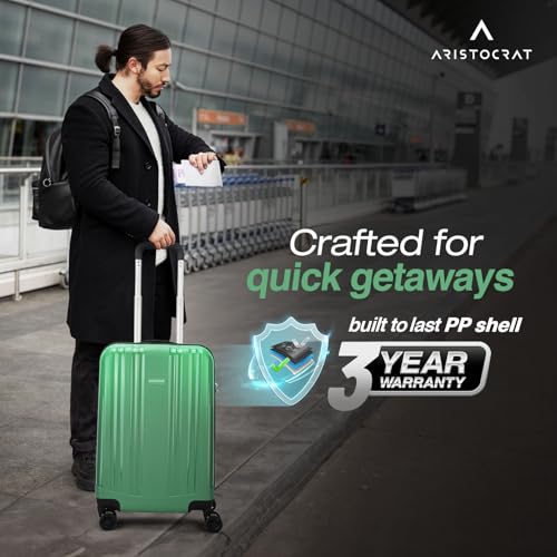 Aristocrat Polypropylene Spinner Fronx Cabin Trolley Bag 55 Small Hard Sided Luggage|Smooth Wheels Suitcase for Travel|Combination Lock with Sturdy Zipper|3 Years Domestic Warranty