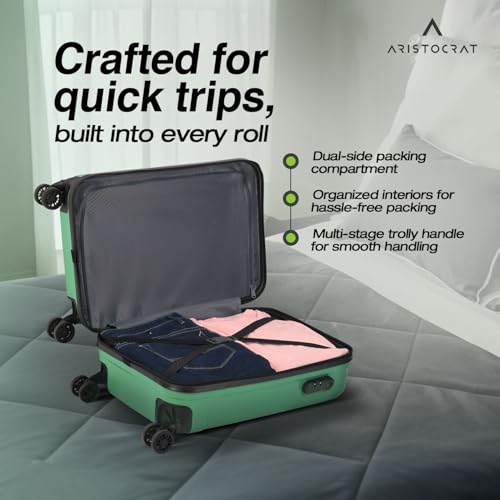Aristocrat Polypropylene Spinner Fronx Cabin Trolley Bag 55 Small Hard Sided Luggage|Smooth Wheels Suitcase for Travel|Combination Lock with Sturdy Zipper|3 Years Domestic Warranty