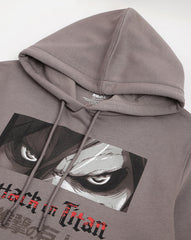 Attack On Titan Regular Fit Grey Hoodie Men
