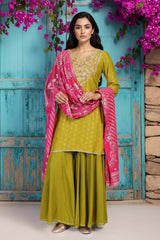 Aurelia ladies Western kurti 3-piece set with stylish tops and bottoms, featuring vibrant patterns and modern design.