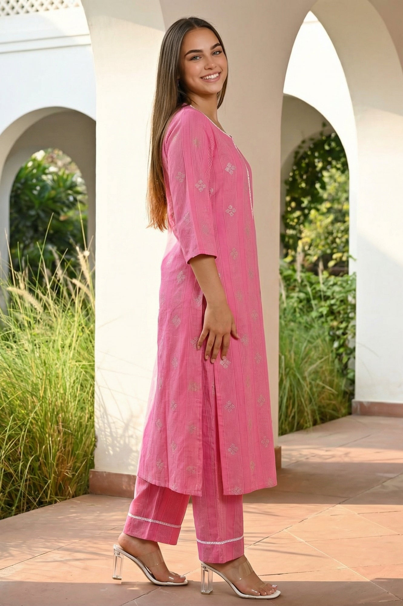 Aurelia ladies Western kurti 3-piece set with stylish tops and bottoms, perfect for casual or semi-formal wear.