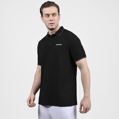 Skechers Mens T-Shirt H/S Tp0023Id Black/Charcoal/Blue