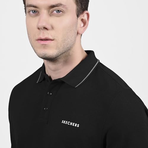 Skechers Mens T-Shirt H/S Tp0023Id Black/Charcoal/Blue