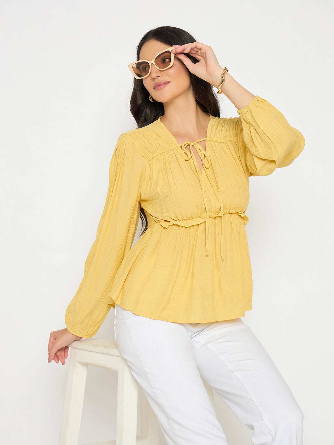 Madame Ladies Western Top H/S M5S18728 044 Yellow
