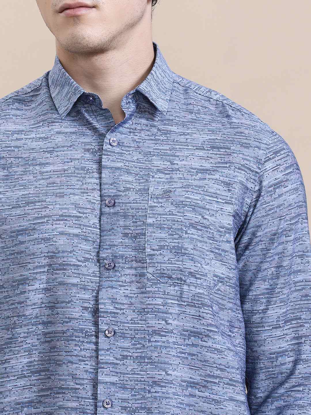 Crocodile Mens Casual Shirt F/S Crcs125-317Mt Blue