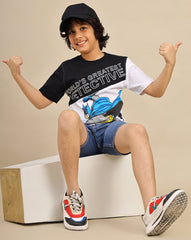 BIO WORLD BOYS T-SHIRT H/S BTMKBTSRT002327 WHITE/BLACK