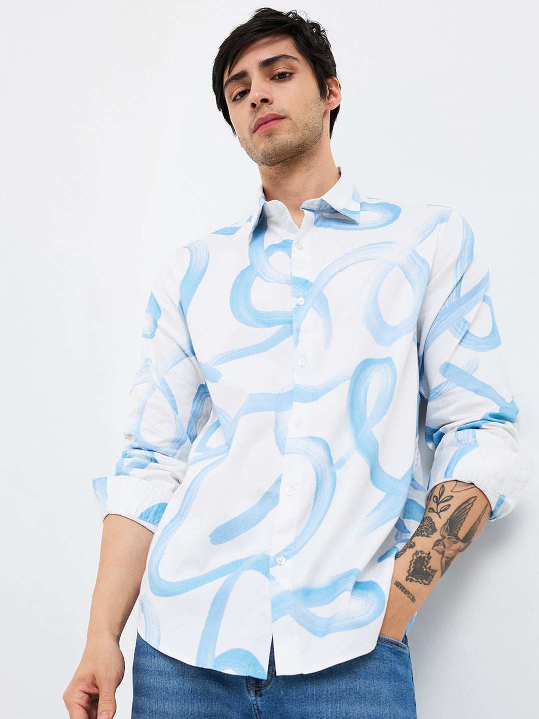 Spykar Mens Casual Shirt H/S Mshps1Be100 White