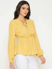 Madame Ladies Western Top H/S M5S18728 044 Yellow