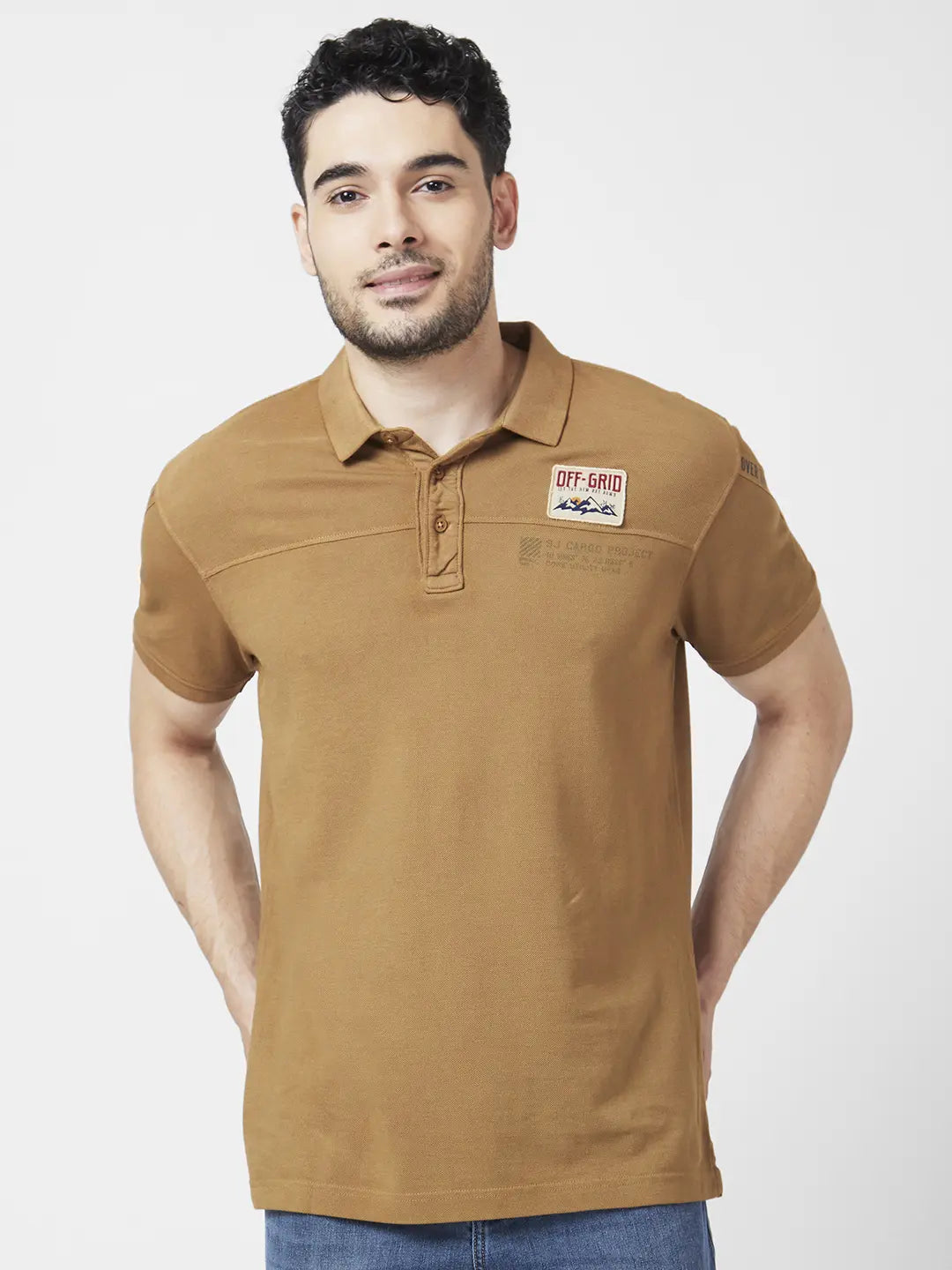 Spykar Mens T-Shirt F/S Mktfp2Bc018 Khaki