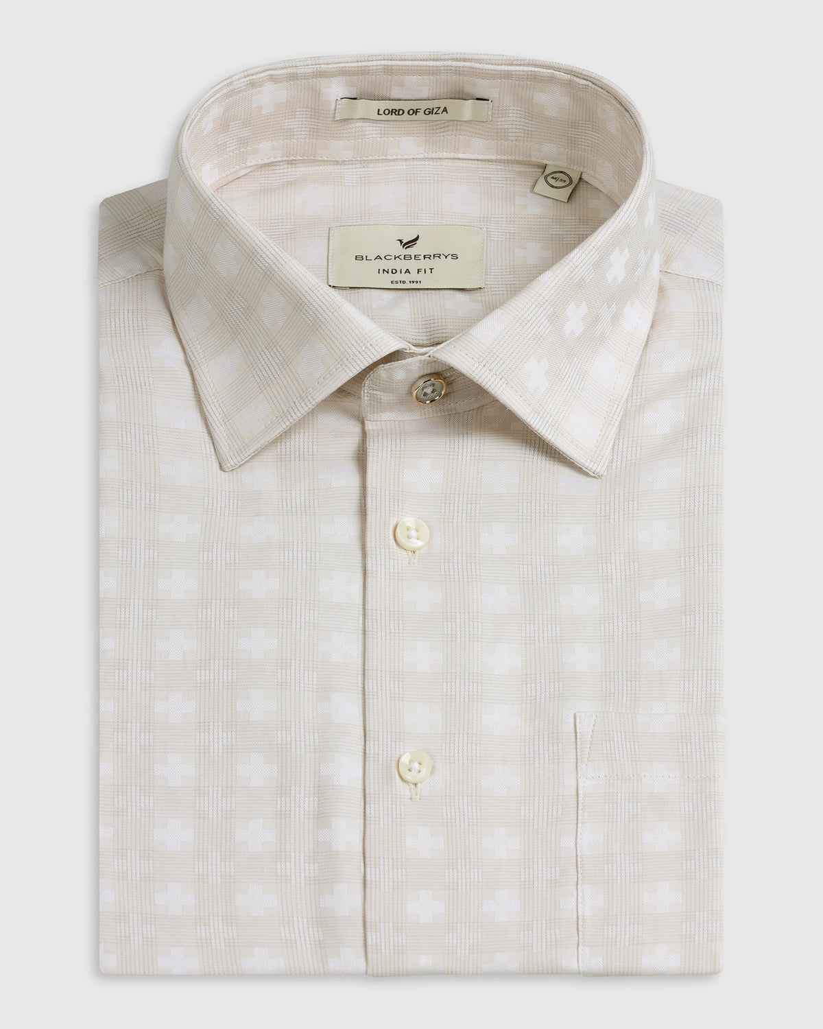 Blackberry Mens Formal Shirt F/S Bp-Lg-Ch-Fivel Beige