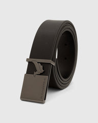 Leather Black Solid Belt - White