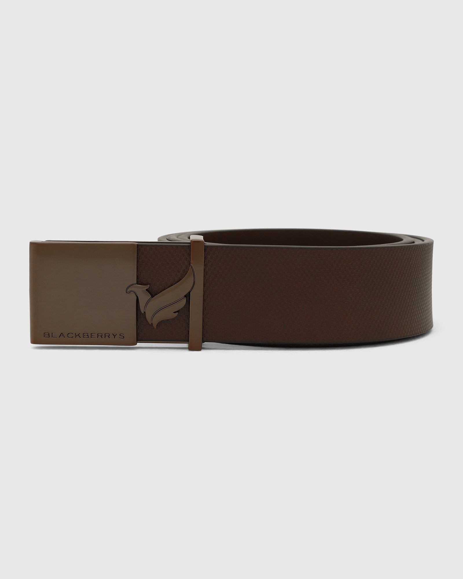 Leather Brown Solid Belt - White
