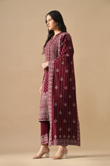 Winter Wine Self Design Ethnic Motifs Woven Kurta Set