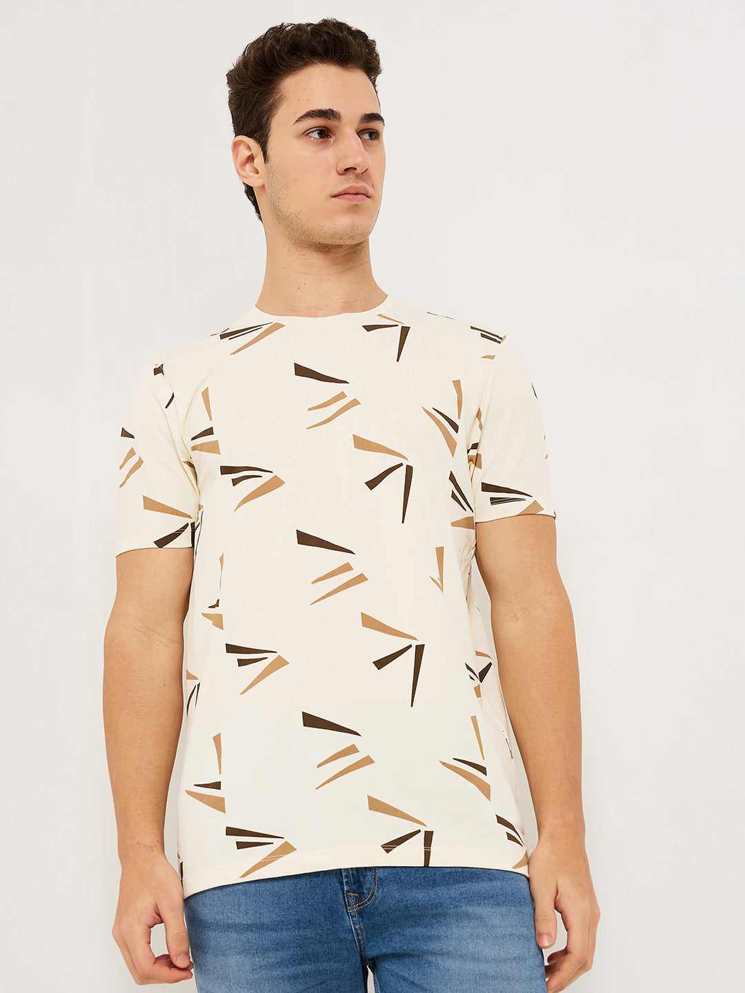 Spykar Mens T-Shirt H/S Mktft1Be001 Off White