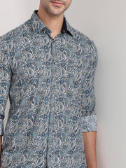Color Plus Mens Casual Shirt F/S Cmss30704-B4-91F Medium Blue